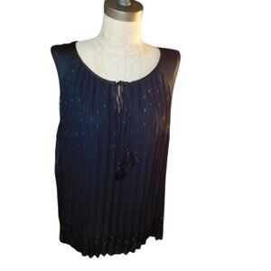 Lane Bryant Size 24 Black Shimmer pleated plus size Blouse Top NWT